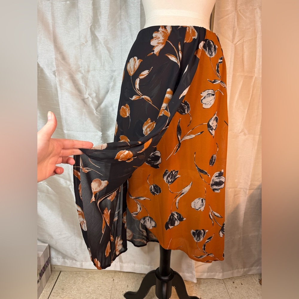 Sienna Sky Black and Orange Floral Midi Skirt - Picture 2 of 11